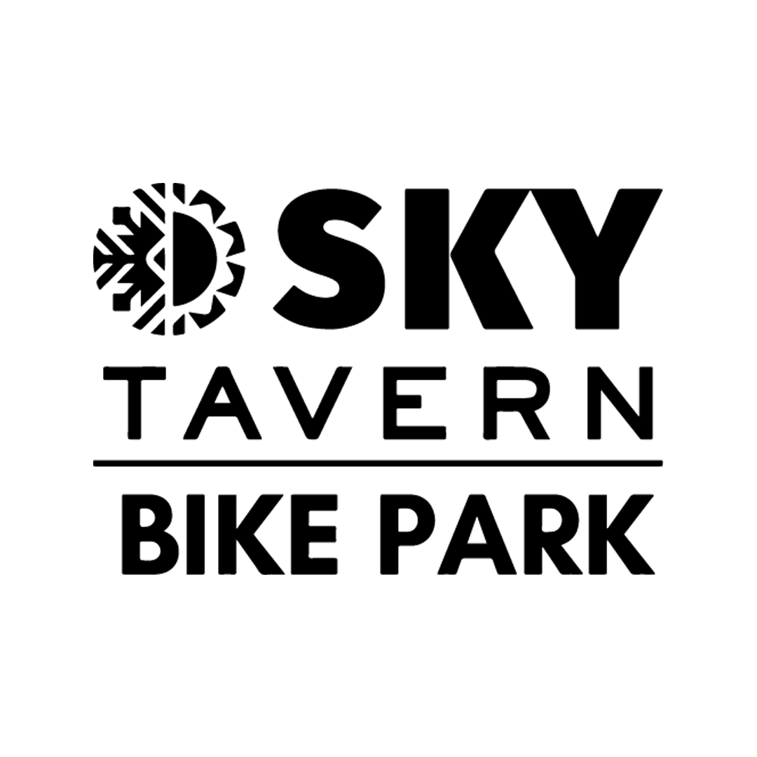 Logo of Sky Tavern Bike Park with a stylized mountain design on a white background