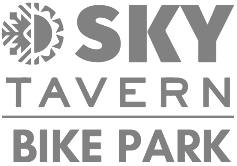 Logo of Sky Tavern Bike Park with a stylized mountain design on a white background