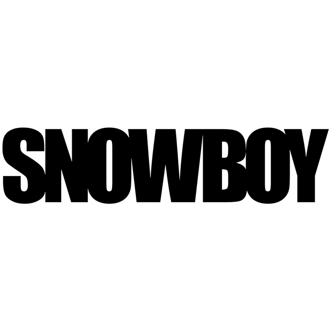 Black 'SNOWBOY' text on a white background